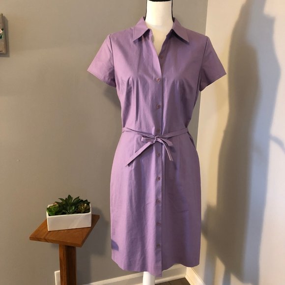 Ann Taylor Dresses & Skirts - Ann Taylor Oxford Dress Lilac Purple Fabric Belt